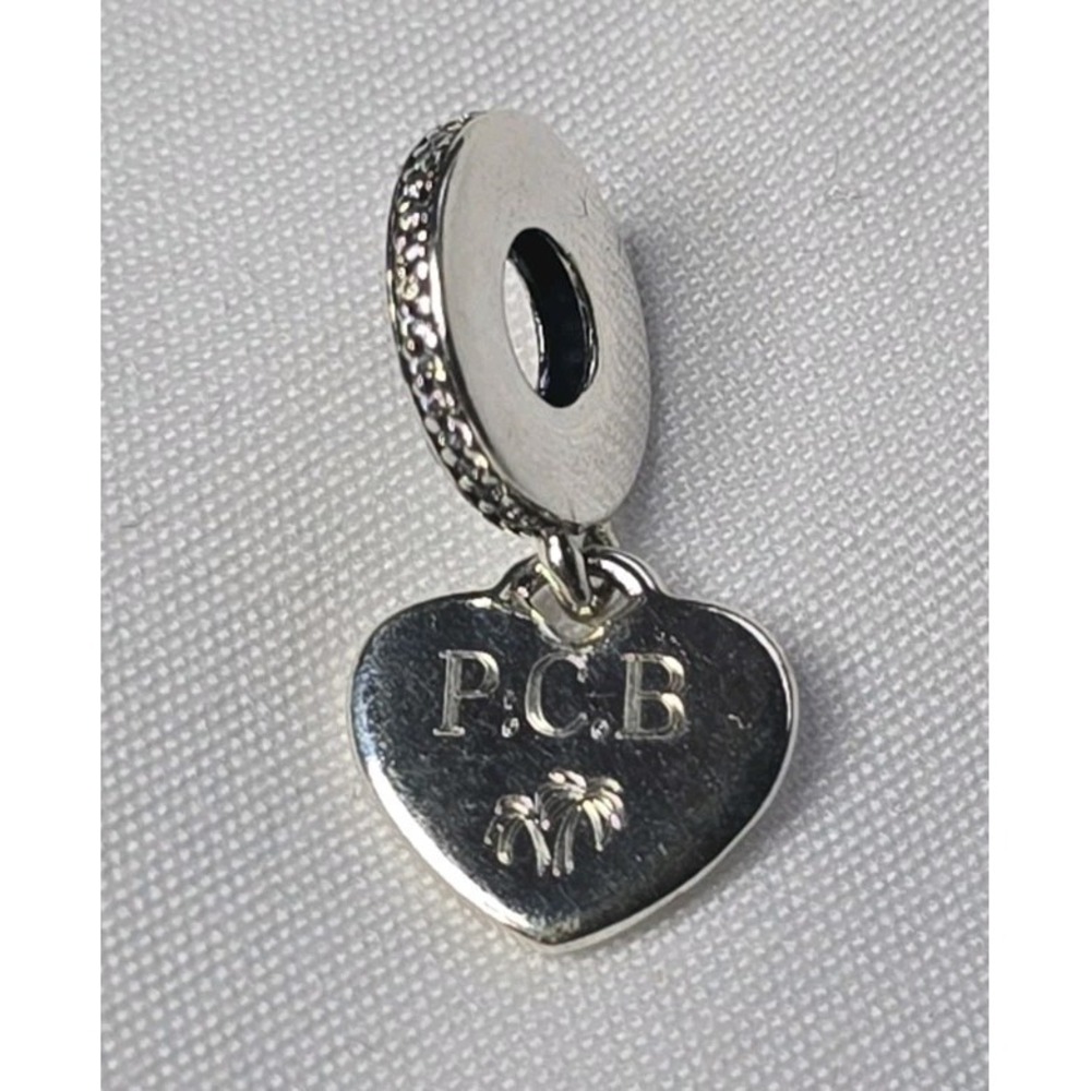 Pandora Sterling Silver Heart Dangle Charm P.C.B. (Panama City Beach) Florida